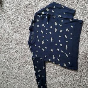 Womens animal print sweater, size medium. Navy/gold